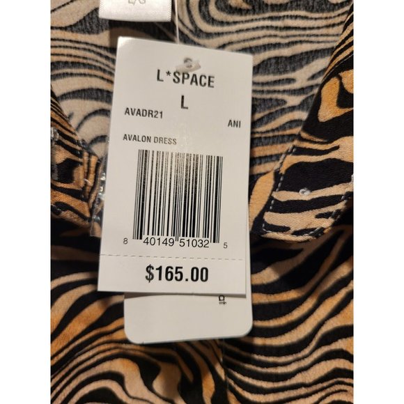 New L Space Avalon Button Up Maxi Dress Belted Long Sleeve Tiger Stripe Sz L - Picture 8 of 8